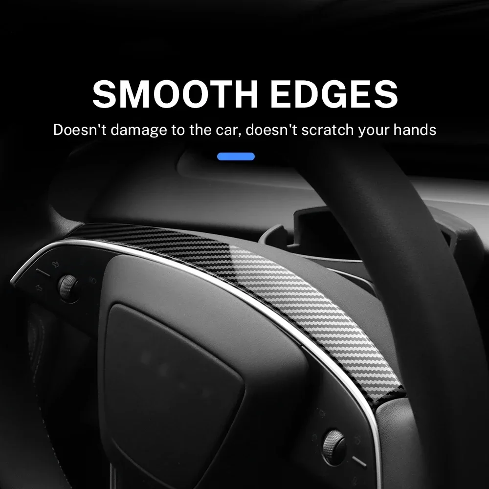 For Tesla Model 3 Highland Model Y Juniper (2024-2026) Car Steering Wheel Trim Strip Cover Panel Carbon Fiber ABS Stickers view 5
