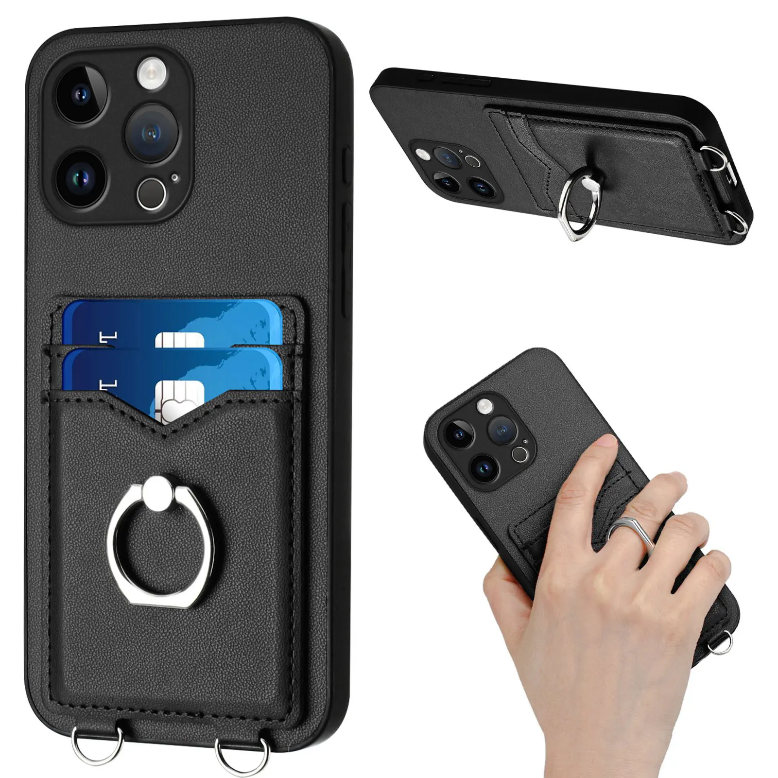 

Сумка на плечо для Honor X9C X8C X9B X8B X7B X6B X9A X8A X7A X6A Роскошный кожаный ремешок с 2 картами на палец и задней крышкой