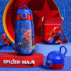 Disney Children's Thermos Water Cup Iron Spider Man Mickey Thermal Bottle Stainless Steel 316 Straight Drinking Straw Bottle