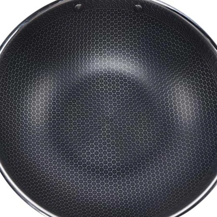 13,4-дюймовый антипригарный вок из нержавеющей стали с двухсторонним экраном, сотовая конструкция для газовой плиты, индукционной плиты и керамики