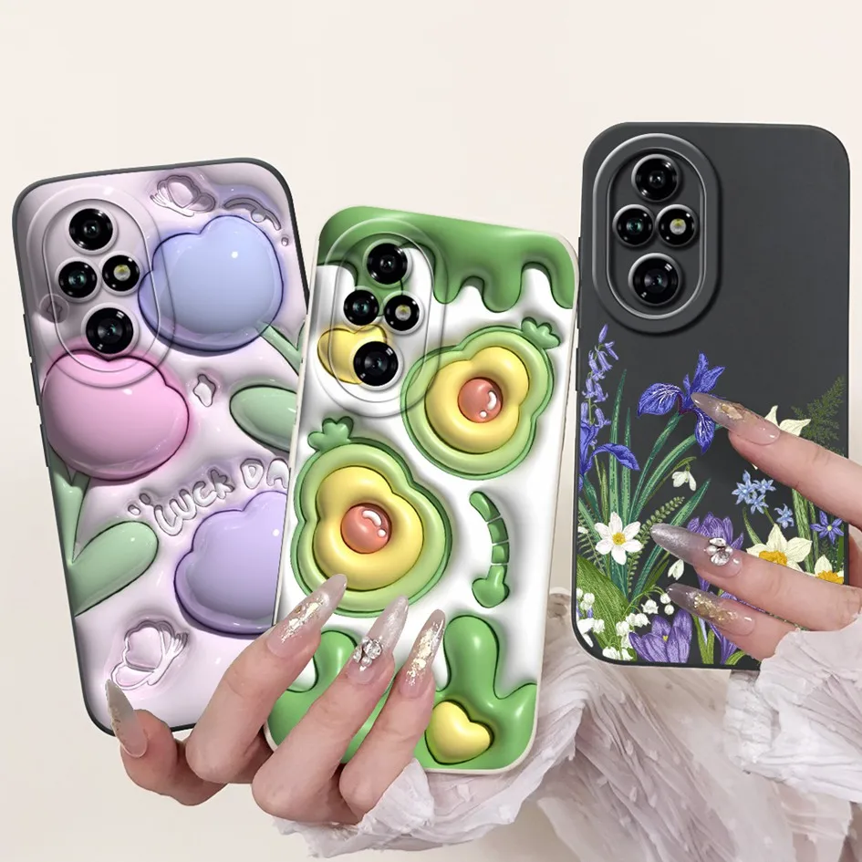 For Honor 200 Pro 5G Case Fashion Flower Avocado Soft Silicone Shockproof Bumper Matte Phone Cover for Honor200 200Pro 2024 Case