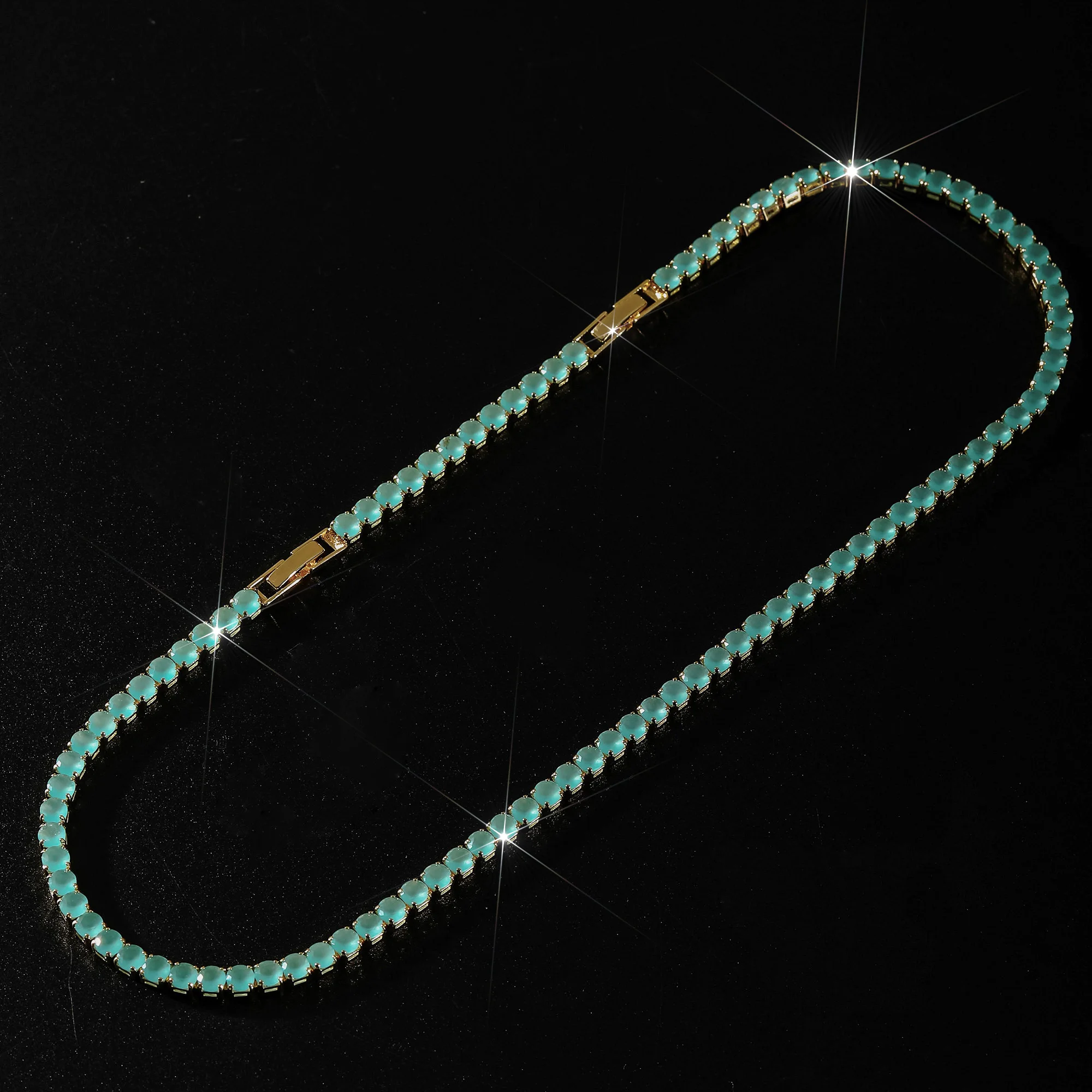 Collar de diamantes de moda europea y americana, cadena de cuello ajustable, cadena de tenis de diamantes de una sola fila, mismo estilo para hombres y mujeres, collar de calle Trendyy, cadena de clavícula de pareja