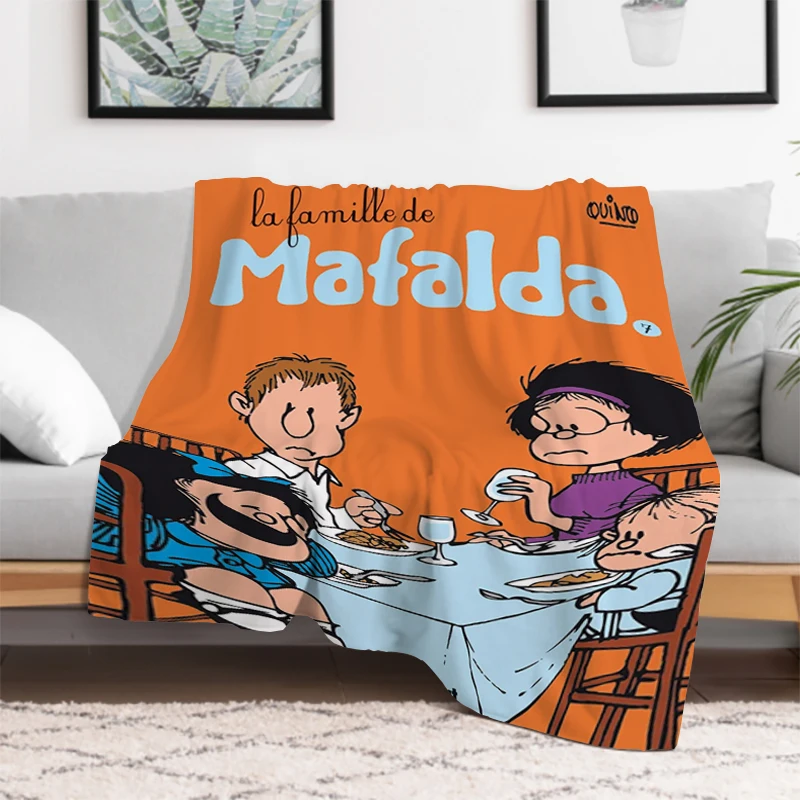 M-Mafalda Cartoon Blanket Bed Blankets & Throws Furry Winter Bedspread the Knee Sofa Warm Baby Bedspreads Double Comforter Thick