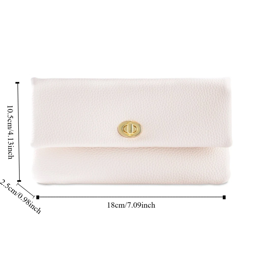 Tragbare lange Geldbörse aus PU-Leder mit Reißverschluss, elegante Geldbörse, multifunktionale Clutch mit Metallschnalle für Studenten