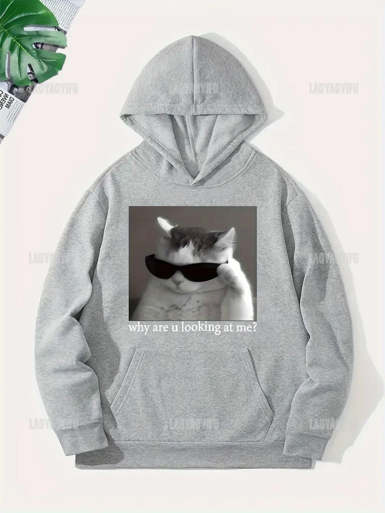 Funny Slogan and Cool Kitten Wearing Sunglasses Print Hoodies Woman Man Autumn and Winter Keep Warm Sweatshirt Ropa Hombre