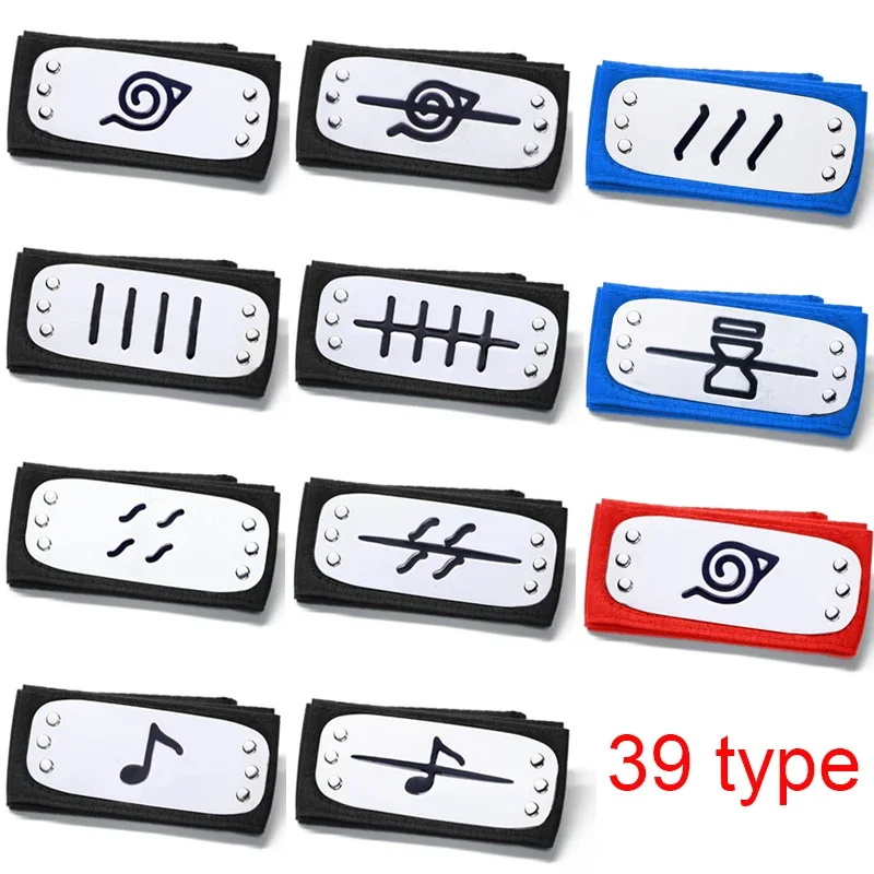 Naruto Shippuden Anime Cosplay opaska na czoło Uzumaki Uchiha Sasuke Kakashi figurki akcji opaska na głowę zabawki Model Cos Juguetes