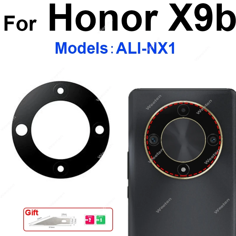 Vetro dell\'obiettivo della fotocamera posteriore per Honor X9b ALI-NX1 obiettivo in vetro della fotocamera posteriore con adesivo adesivo parti di