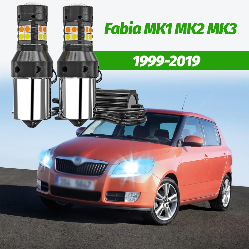 2 stücke Dual Modus Blinker + Tagfahrlicht Zubehör LED DRL Für Skoda Fabia 1 2 3 MK1 MK2 MK3 1999-2019 2007 2008 2014