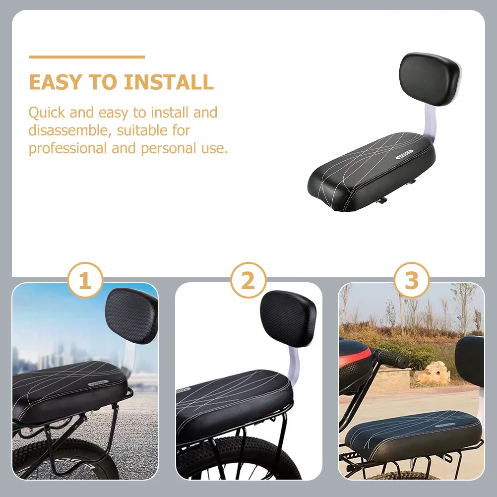 

Professional Bike Rear Seat Wear-Resistant Comfortable Wide Upholstered Backrest Stable Installation Safe Detachable