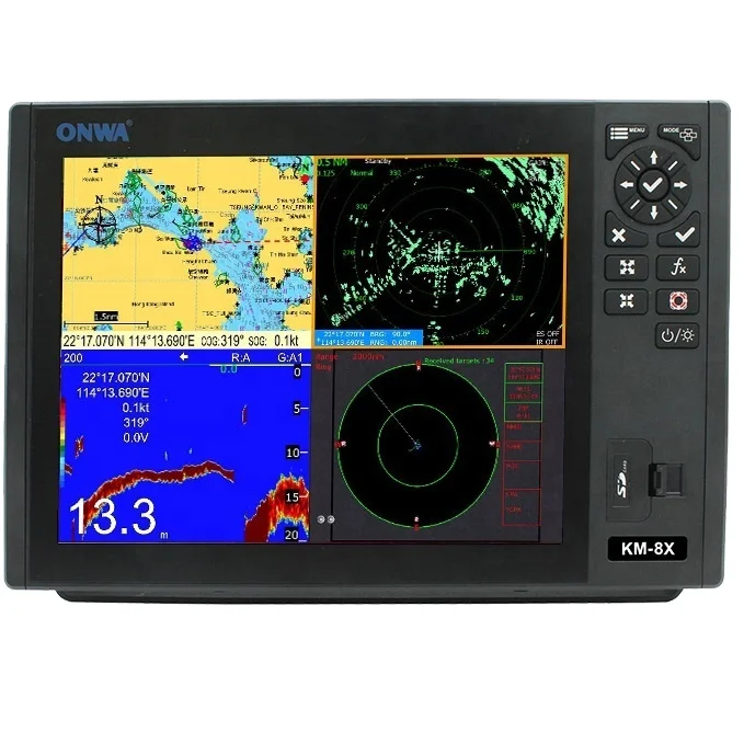 KM-12X 12 Inch Marine Navigator Radar Detector Gps Chart Plotter Built-in Class B Ais Transponder Combo With