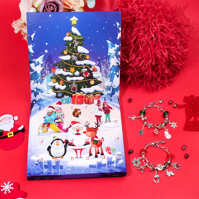 Christmas Countdown 24 Calendar Advent Surprise Blind Box DIY Creative Combination  Bracelet