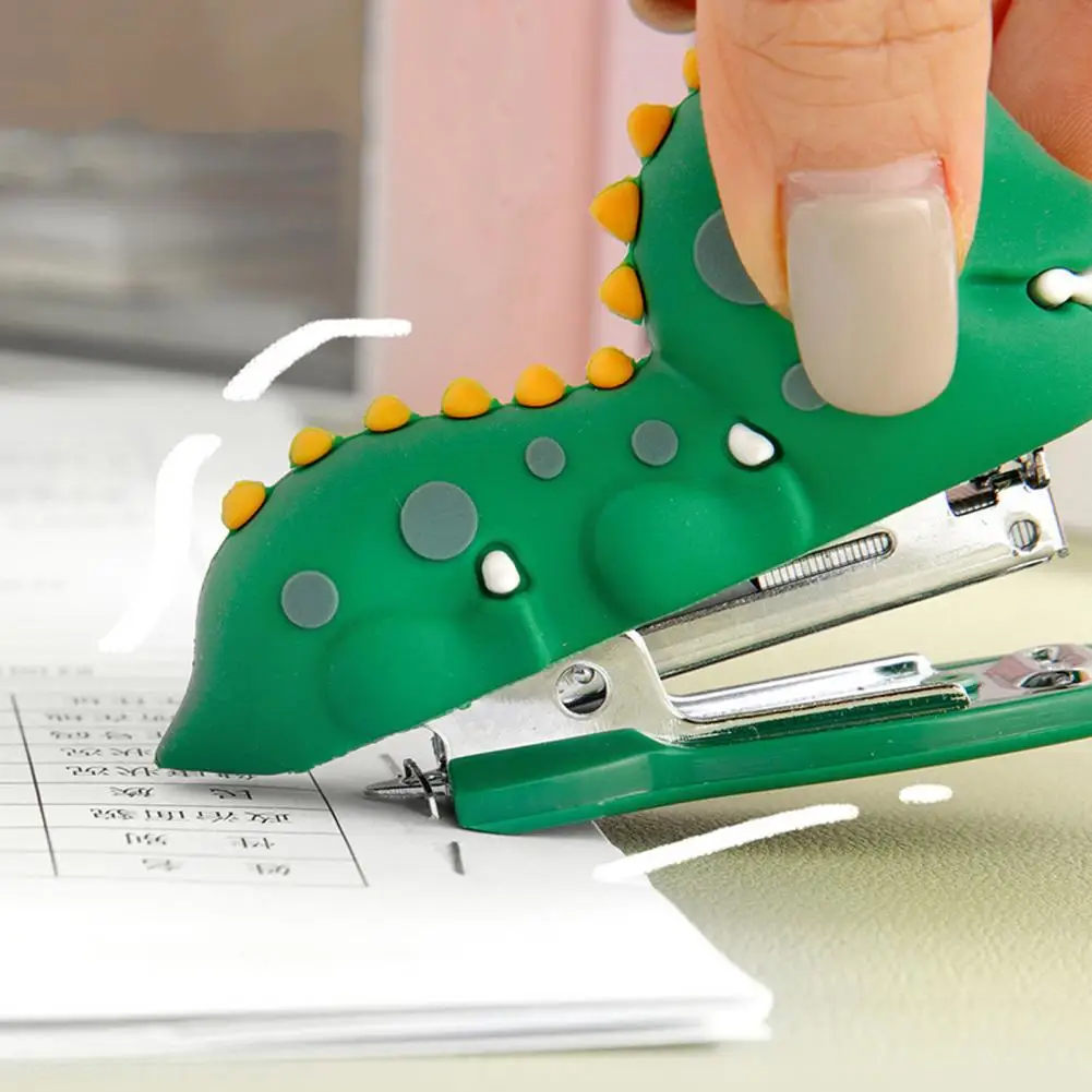 Mini cucitrice tascabile portatile Simpatico dinosauro Strumenti per rilegatura di libri Organizzatore di file Cancelleria per ufficio Accessorio per forniture per studenti scolastici