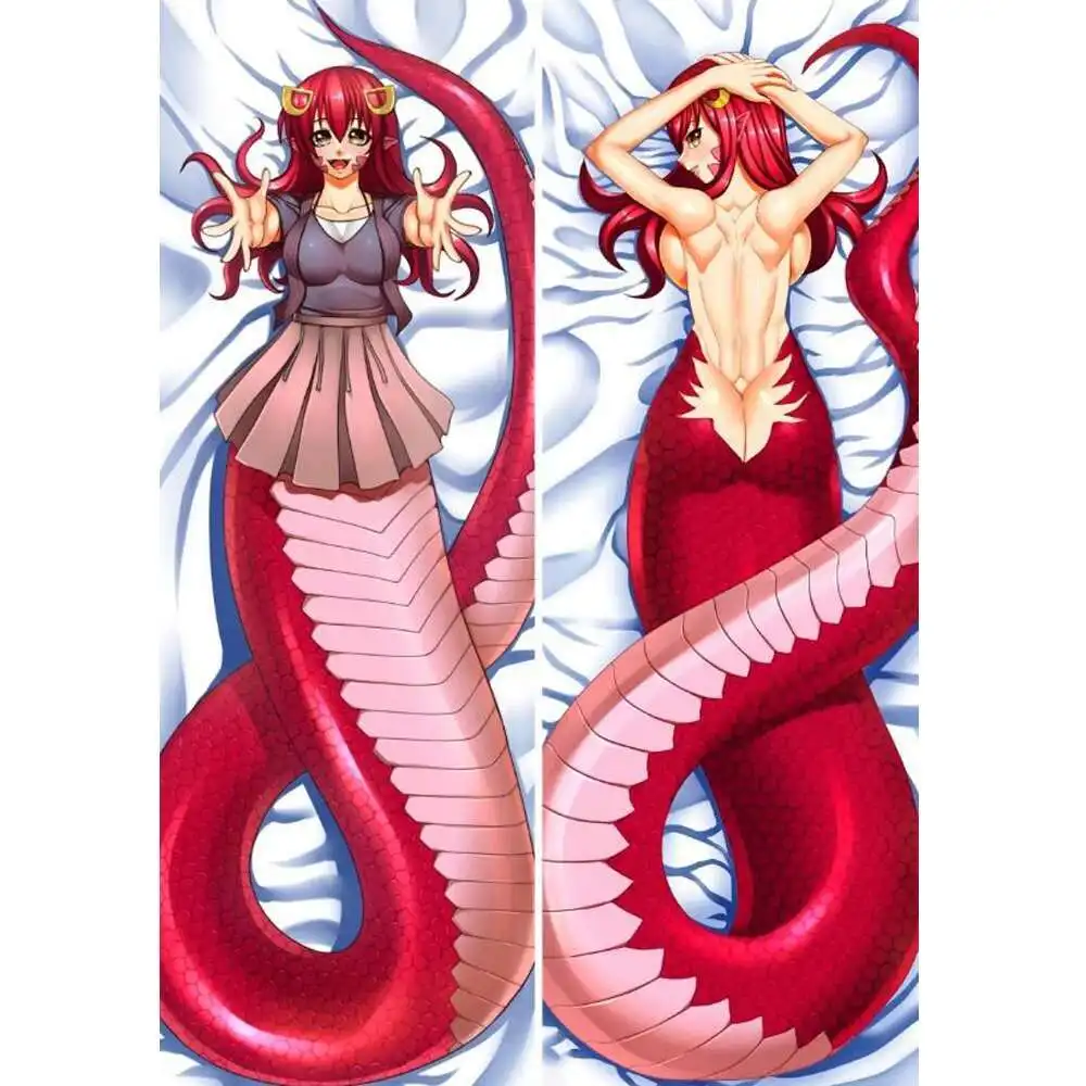 HOT Monster Musume No Iru Nichijou Dakimakura funda de almohada para el cuerpo Lamia Miia dibujos animados serpiente chica abrazo Hing Pillowca