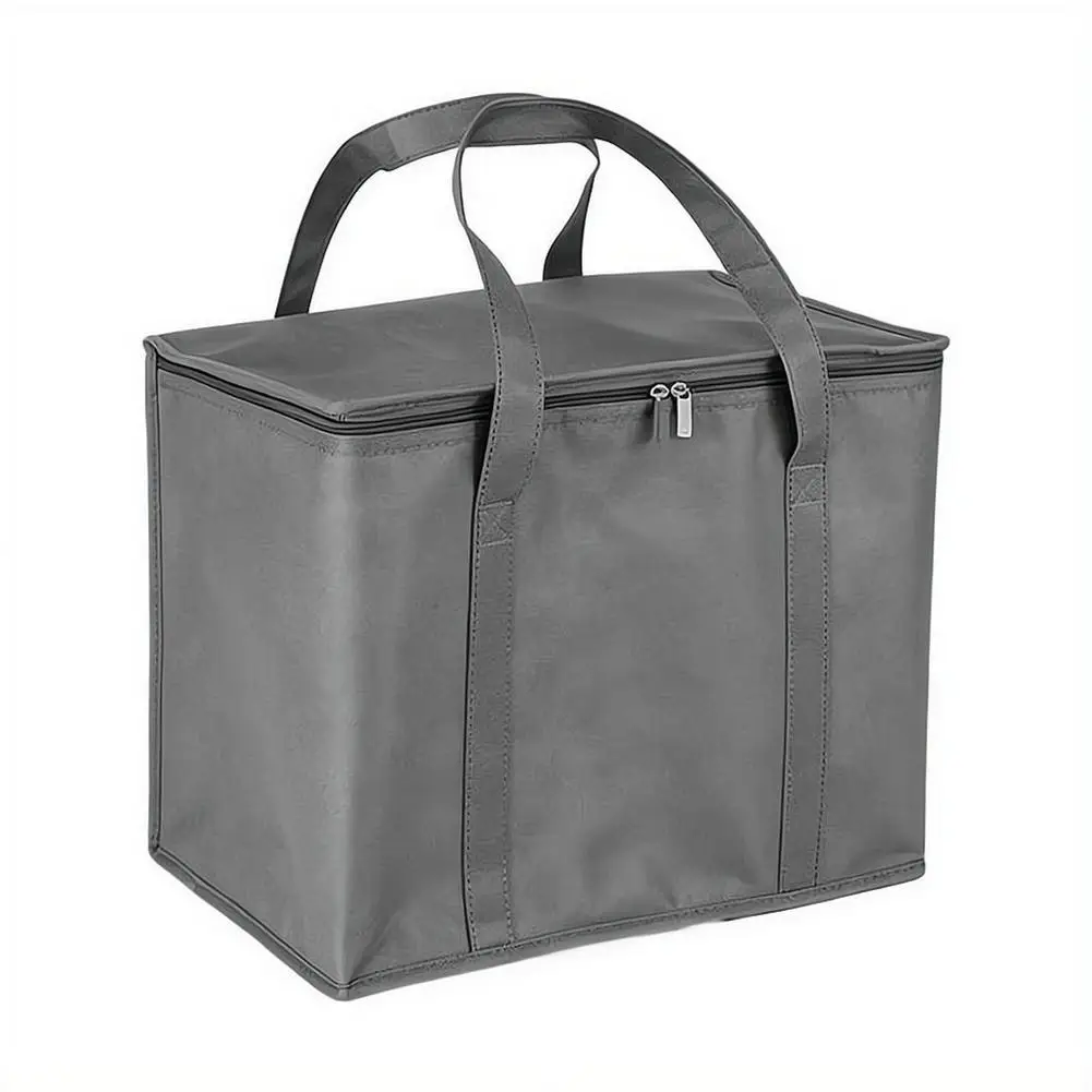 Non-woven Handheld Insulated Bag Thickened Aluminum Foil Zipper Cooler Thermal Bag for Takeaway Food Frozen Items Keep Cold Warm
