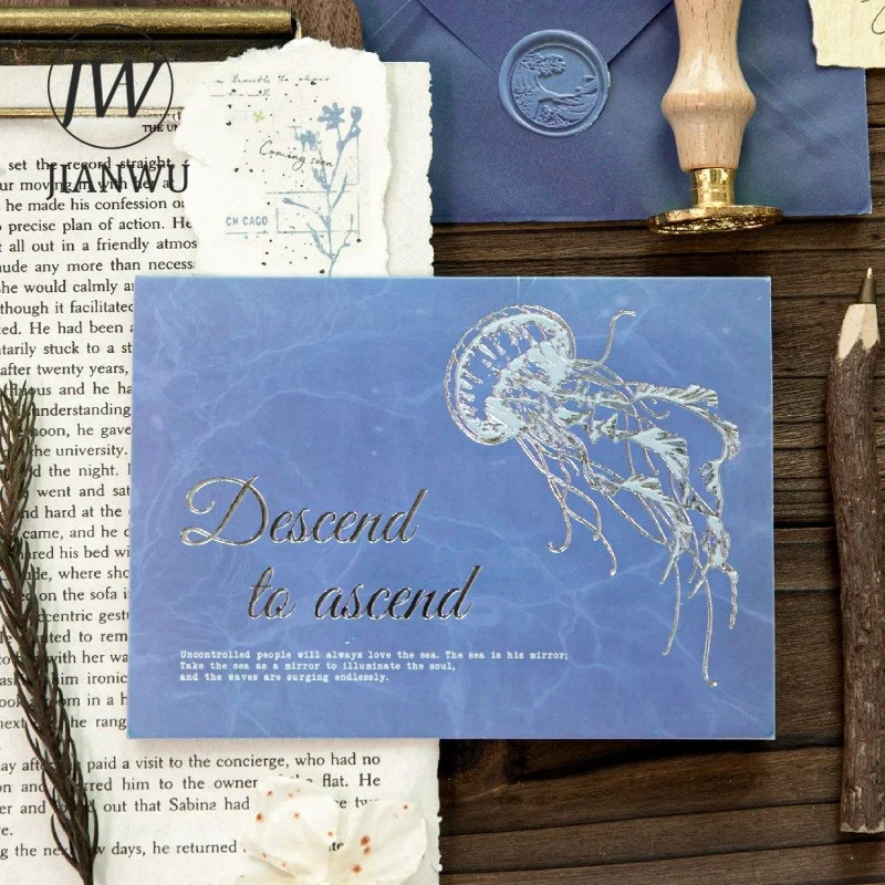 JIANWU Vintage Flower Butterfly Tree Shadow Landscape Material Collage Envelope Set Journal Student Supplies Stationery