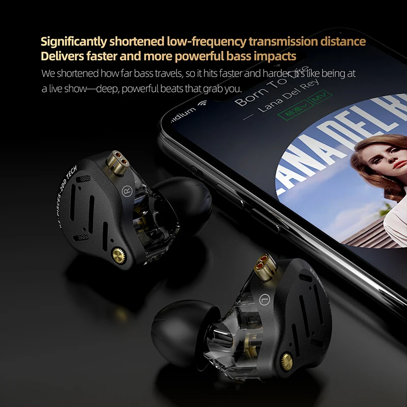KZ Pisces Wired HiFi Earphone Horizontal Dual Dynamic Driver Provide Faster and More Powerful Bass Effects Custom Music Earbuds