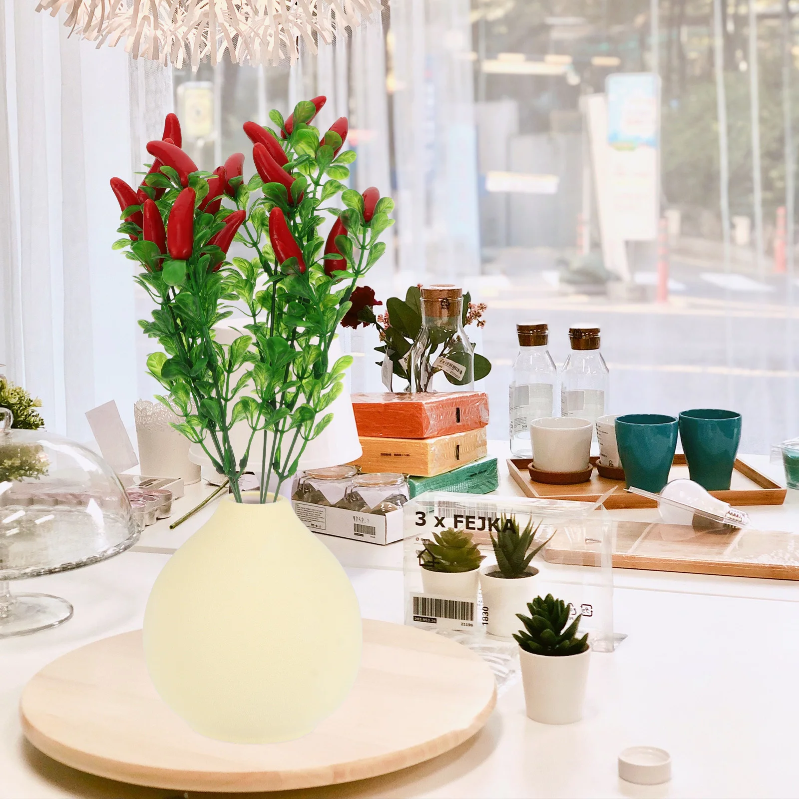 

4pcs Plastic Simulation Chili Bouquet Fake Pepper Decor For Home Holiday Party Artificial Plant Decoration Simulation