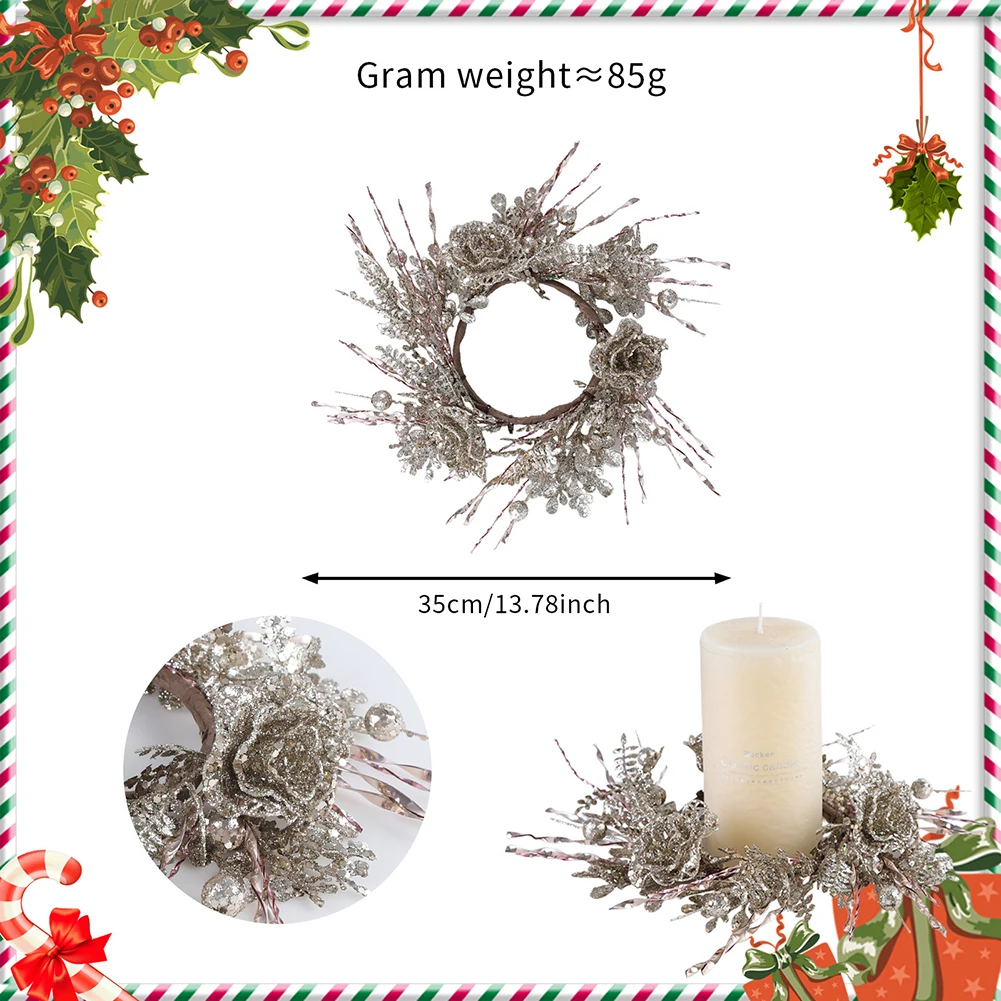 

Silver Wreath Candle Holders Set Of 2, 35 Cm Christmas Centerpieces For Table, Mantel And Parties 35cm/13.78 Inches In Diameter