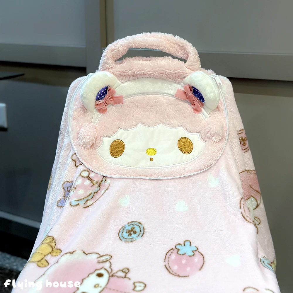 Deployable Sanrio Plush Blanket My Melody Portable Flannel Blanket Cartoon My Sweet Piano Travel Blanket Office Nap Blanket Gift