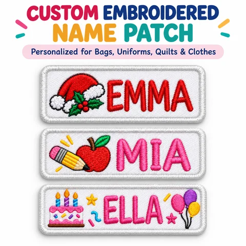 Custom Embroidered Patches Your Name Iron-On or Sew-On Personalized Embroidery Patches for Students Birthdays and Christmas Gift