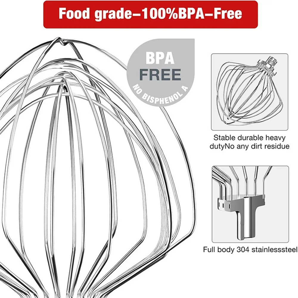 KN211WW 11-Wire Whip For Kitchenaid Stand Mixer, Stainless Steel Whisk Attachment for 7 Quart Tilt-Head Lift Stand Mixer