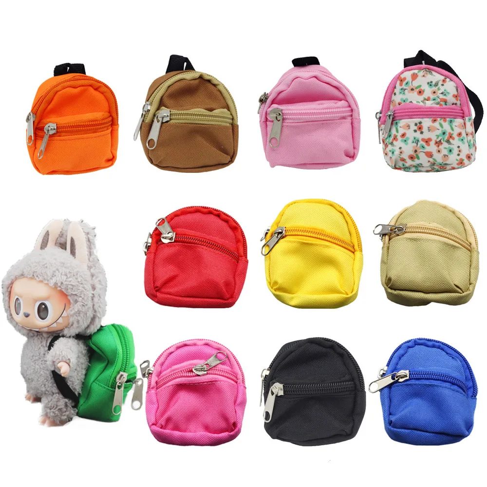 Labubu Doll Bag 20cm Plush Doll and 1/6 BJD Canvas Backpack Accessories Cute Fashion Doll Toys Birthday Gifts in Stock