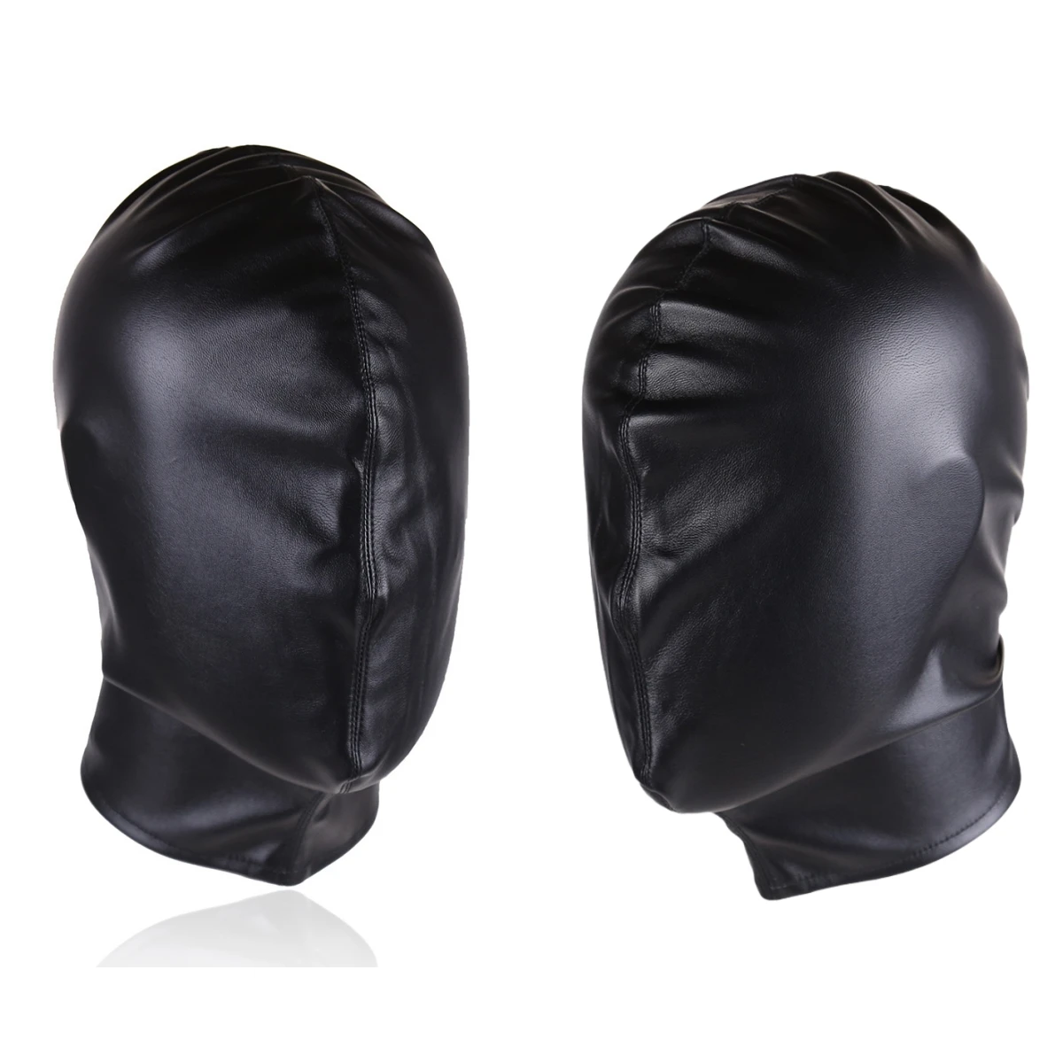 Couvre-chef fétichiste noir, Sexy, ajusté, en cuir PU, masque complet, capuche pour femmes et hommes, Costume de fête d'halloween, accessoires