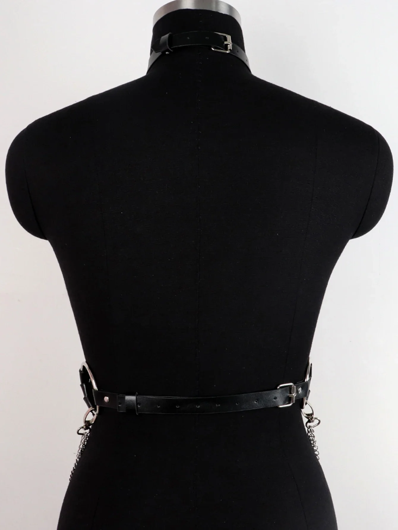 UYEE الشرير الصخرة اكسسوارات الخماسي حزام الخصر سلسلة بولي Leather الجلود مربط صدر النساء الملابس الداخلية القوطي الجسم سلسلة الحمالة Y2k حزام