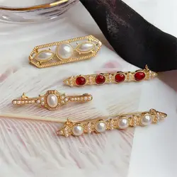 Vintage Baroque Women Girls Pearl Brooches Pins Exquisite Simple Retro For Lady Suit Coat Jewelry Accessories Fashion Brooch