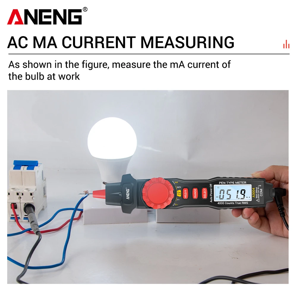 ANENG A3004 Digital Multimeter Pen 4000 Counts AC/DC Current Meter Electric Handheld Tester Voltage Resistance Profesional Tools