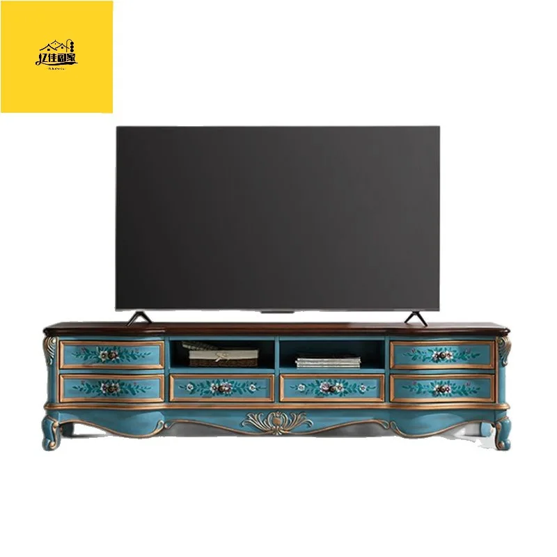 

Европейский ТВ-шкаф из цельного дерева, журнальный столик с американской росписью, видеошкаф для гостиной, ретро-украшение