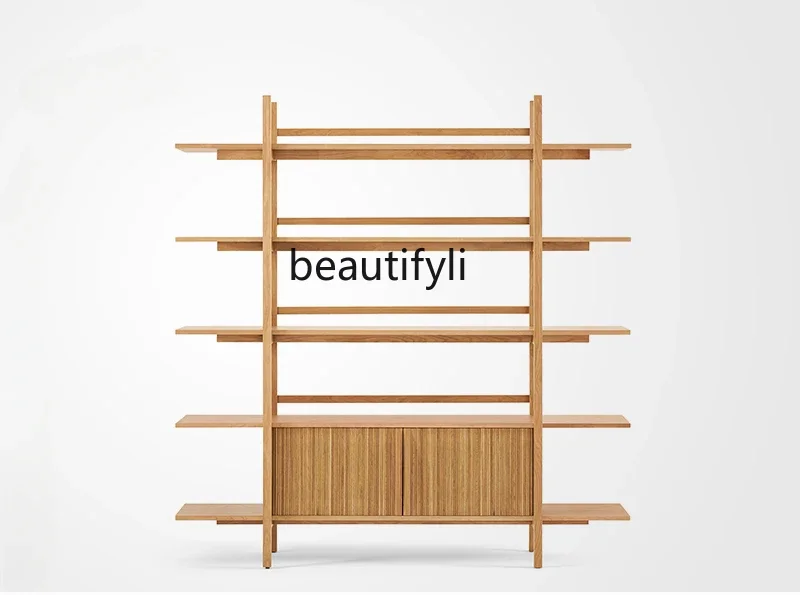 

Bookshelf Japanese log color shelf floor-to-ceiling household bedroom reading solid wood bookcase