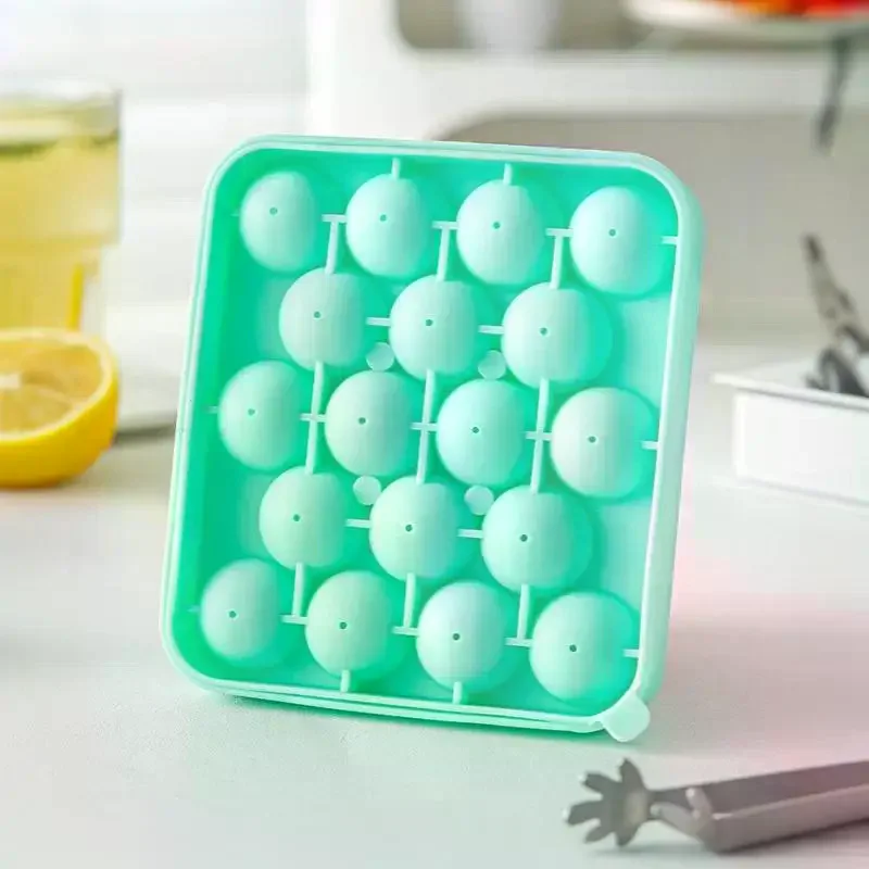 Silicone Ice Cube Ball Mold 18 Compartments With Lid Fruit Ice Storage Box Easy Demold No Stick No Odor