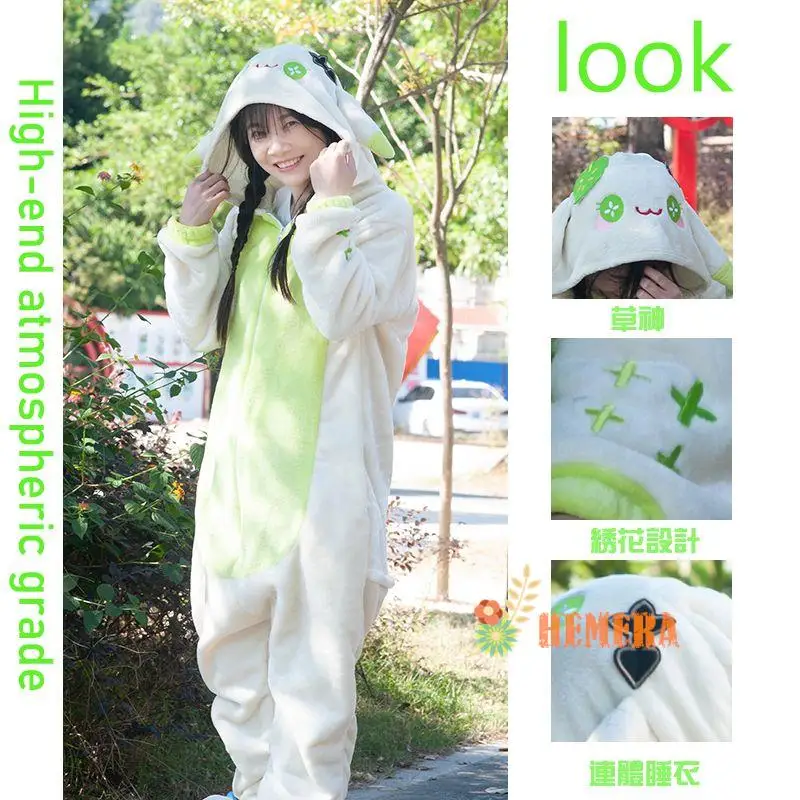 Genshin Impact Wanderer Zhongli Tighnari Nahida Pajamas Jumpsuits Winter Flannel Plush Adult Cartoon Cosplay Costume Kigurumi