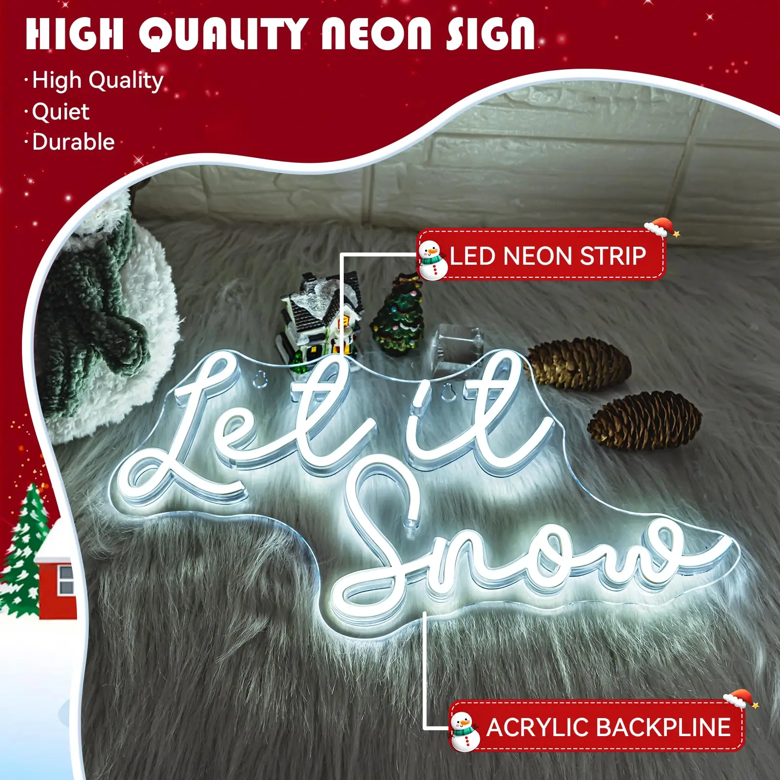 دع ذلك علامات النيون الثلج لديكور الحائط أضواء LED لشريط غرفة الحفلات متجر الشتاء نافذة غرفة نوم الديكور هدايا عيد الميلاد