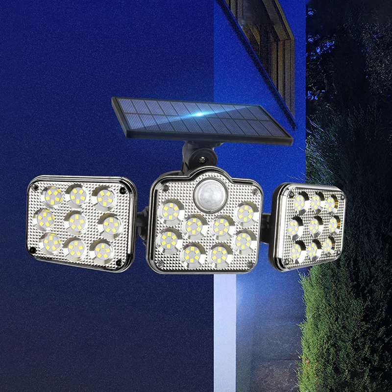 

Солнечная индукционная лампа, наружное дорожное освещение, настенный светильник, трехголовочный вращающийся уличный фонарь во дворе