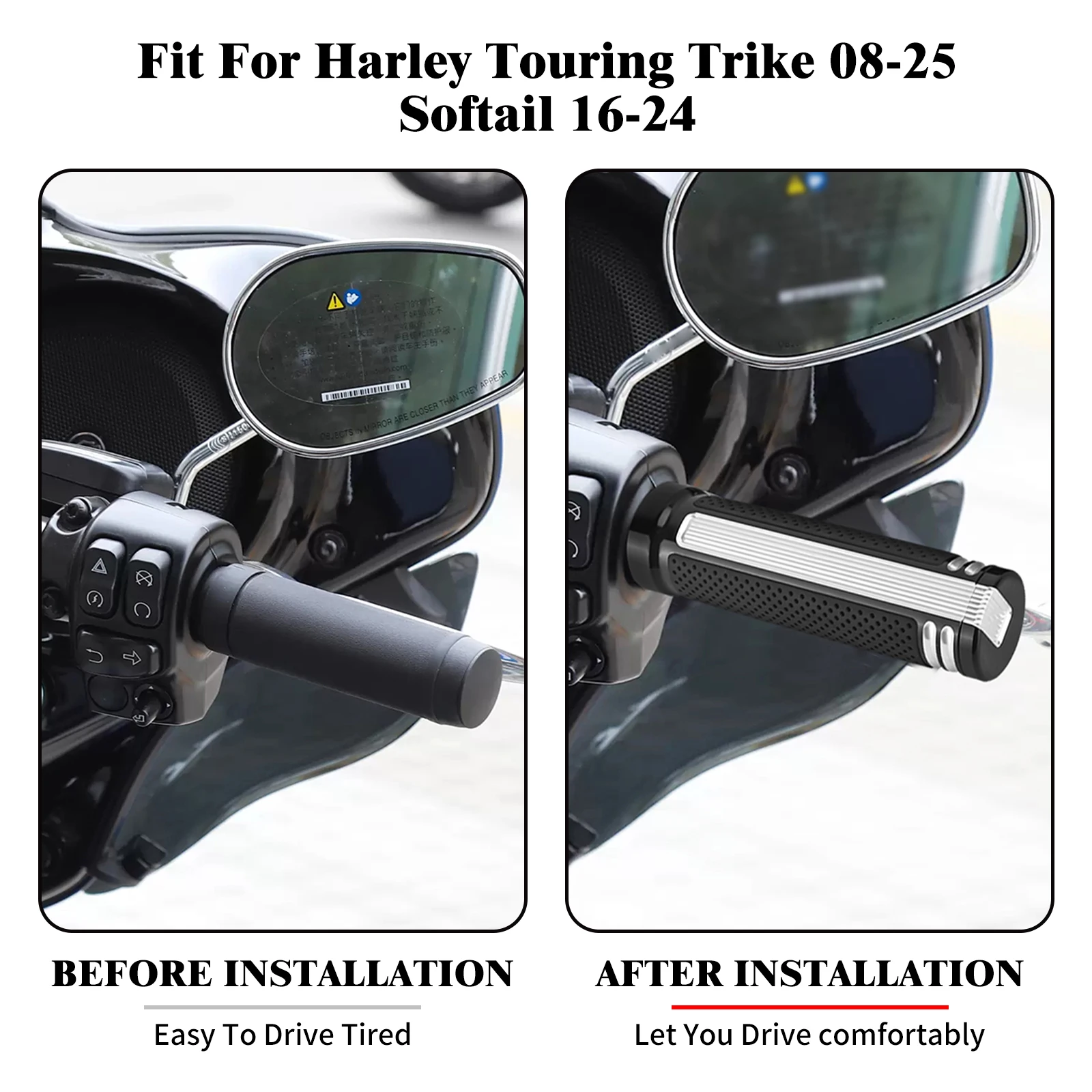 Motorcycle 1'' Electronic Hand Grip 25mm Handlebar For Harley Touring Road Street Electra Glide FLHR 08-25 Softail Breakout FXDL