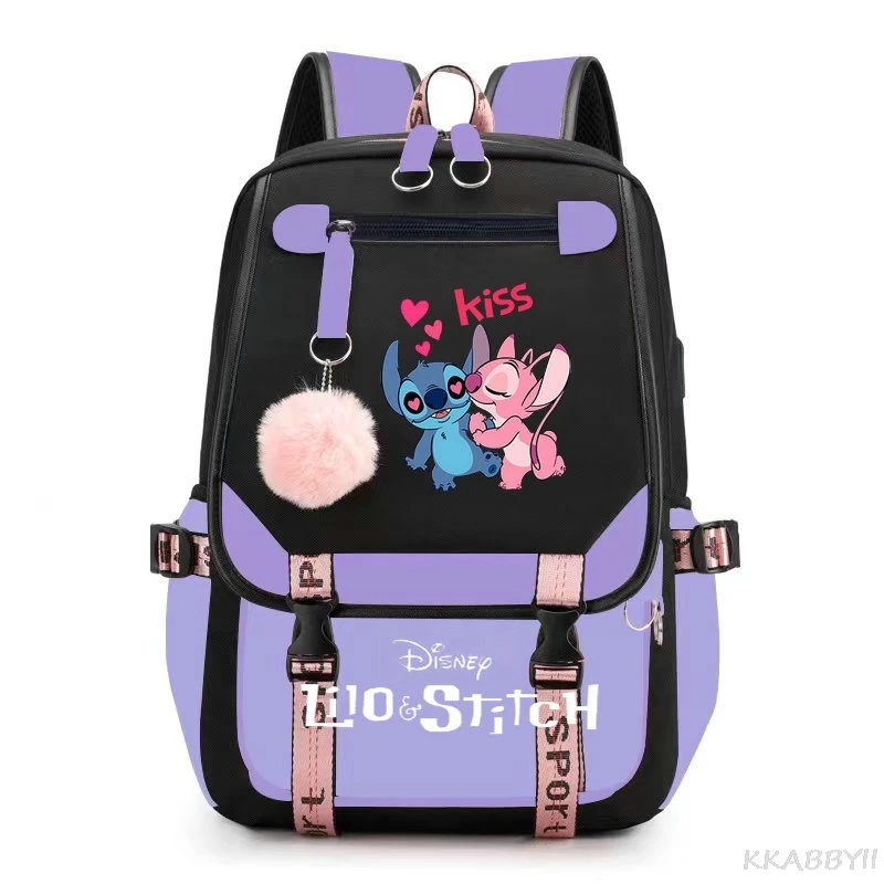 Stitch Mochila Feminina ransel pengisi daya Usb tas sekolah remaja perempuan anak laki-laki Laptop ransel wanita ransel perjalanan