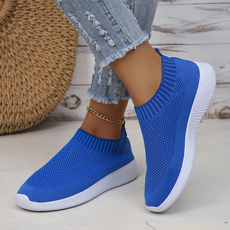 Rimocy Breathable Mesh Platform Sneakers Women Comfort Soft Sole Elastic Knit Flat Shoes Woman 2023 New Parent-child Sneakers