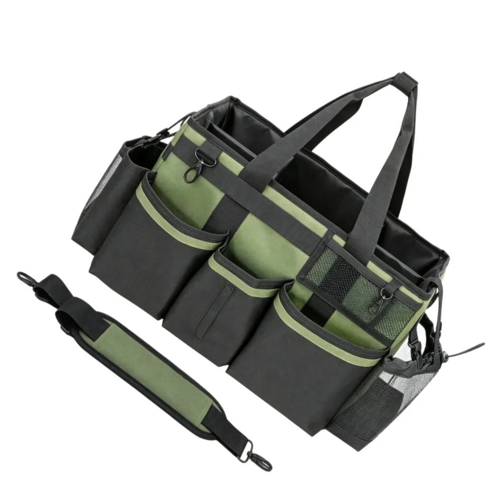 Space Efficient Wearable Storage Box for Picnic Plates and Pool Brushes with Handle Strap 38x24.5x23cm Polyester