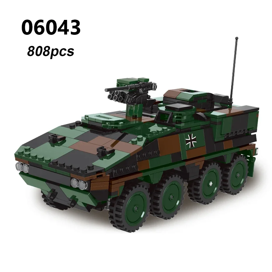 DIY Duitsland Militaire Serie HX-8 Elefant Tractor PZH2000 Kanon Luipaard Tank Lars-2 Rocket Launcher Bouwstenen Bricks