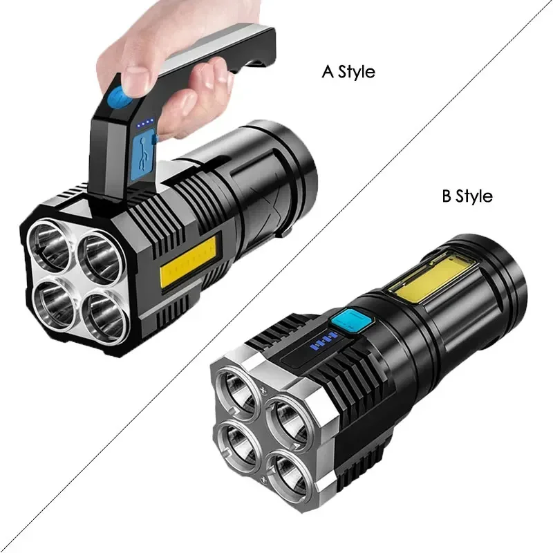 New Style 4LED Flashlight Mini Portable Lamp With Built-in 1200Ma 18650 Battery USB Rechargeable COB LED Flashlight Torch