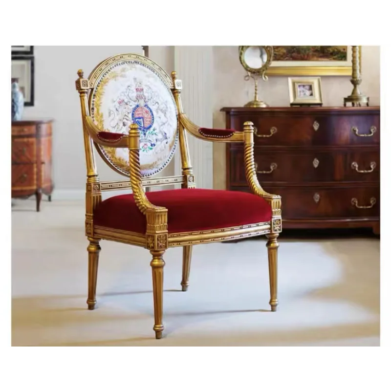 European bedroom single sofa chair solid wood English chair French leisure chair sofa can be customized furniture