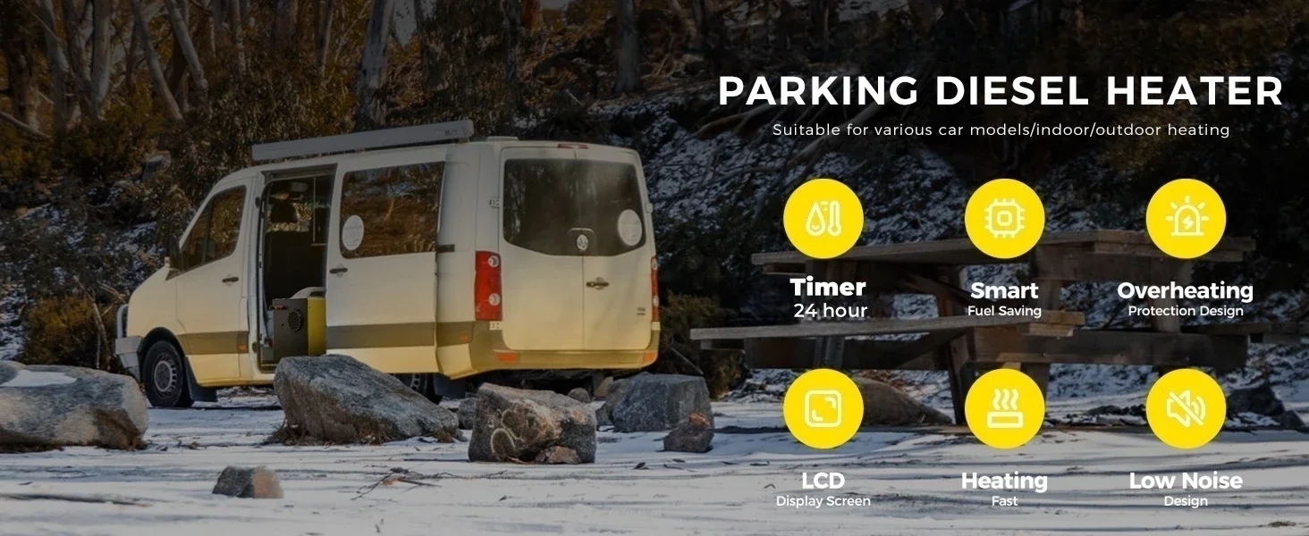 Geräuscharmer Diesel-Nacht-Heizer 8KW 12V/24V Dieselheizung Auto-Standheizung Mit LCD und Fernbedienung Für Wohnmobil Garage Zelt – Detail 1
