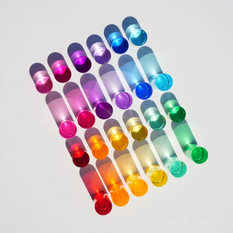 Blocs de construction en bois de couleur arc-en-ciel en cristal acrylique, bloc de construction empilable Transparent, jouets d'éducation précoce, cadeaux d'anniversaire