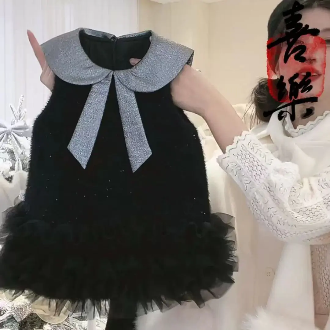 

Kids Dresses for Girls Elegant Girls Summer Ruffles Sleeves Solid Dress 2025 Children Princess Birthday Party Clothes 3-6Years