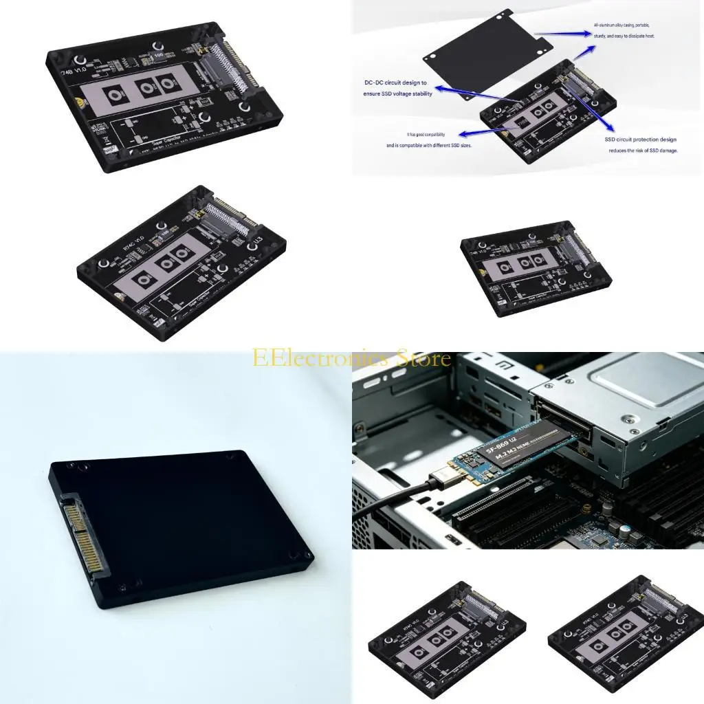 B03C Fast Speed Adapter Case for M.2 Drive, PCIe 5.0 X4 Board and Aluminum Shell for Data Storage Setups and Repair