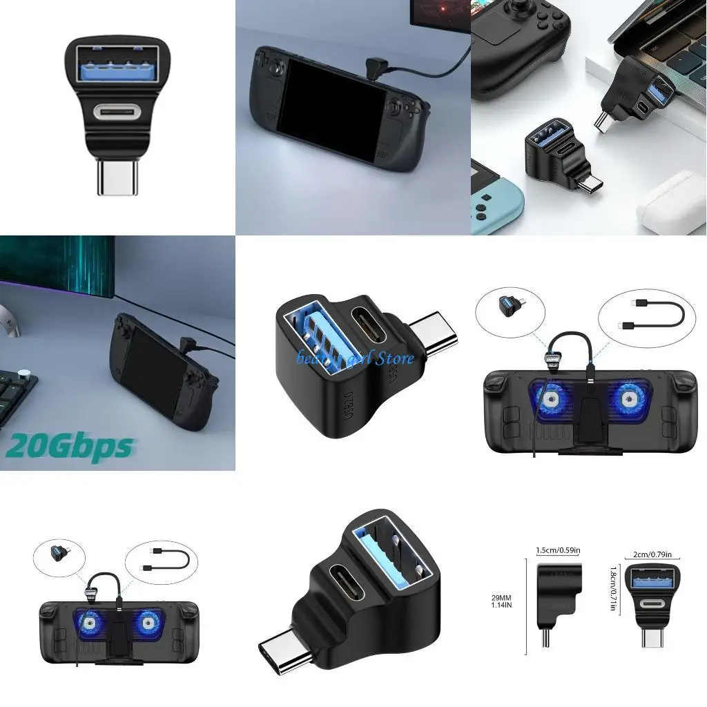 

C7AB USB C 90 Degree Adapter Male 20Gbps to USB 2.0 Female