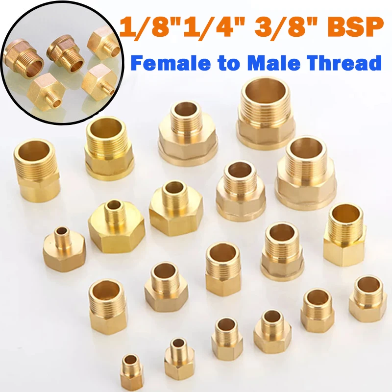 

1/8 "1/4" 3/8 "BSP латунная внутренняя и наружная резьба шестигранная втулка переходник медная труба фитинг адаптер для воды и газа соединитель