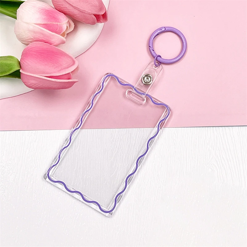 Korean Acrylic Card Holder Idol Card Holder Pendant Keychain ID Bus Cards Protector Keyring Card Sleeve Creative Stationery